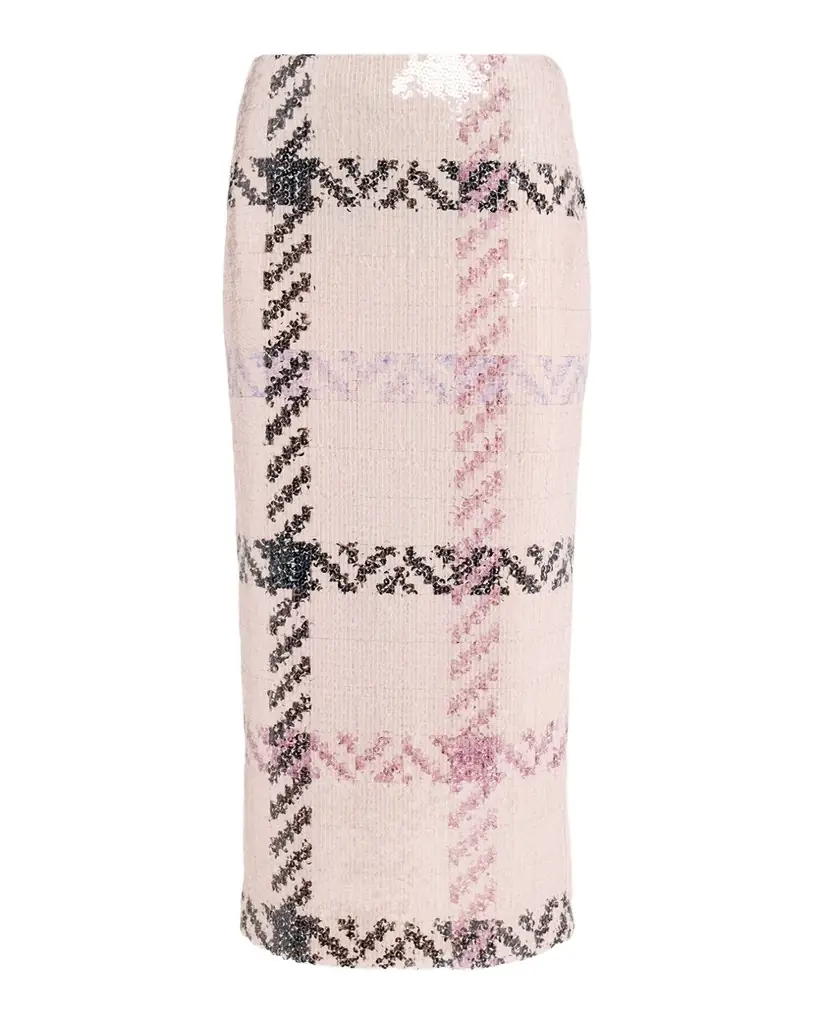 Brandon Maxwell The Mercer Paillette Check Midi Skirt