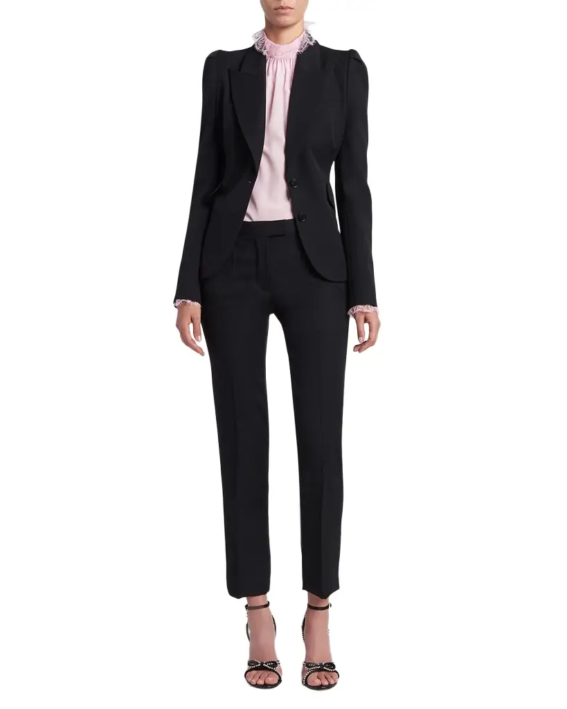McQueen Mid-Rise Wool Slim-Leg Ankle Trousers