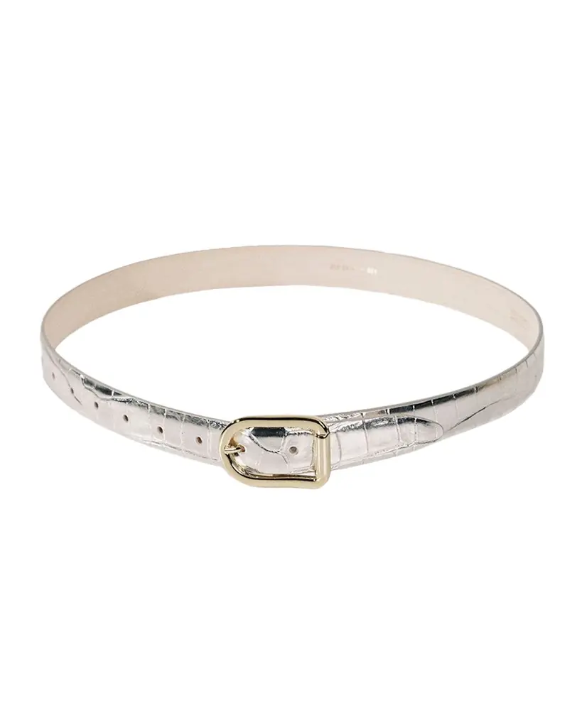 Dehanche Mija Mirror Croc-Embossed Leather Belt