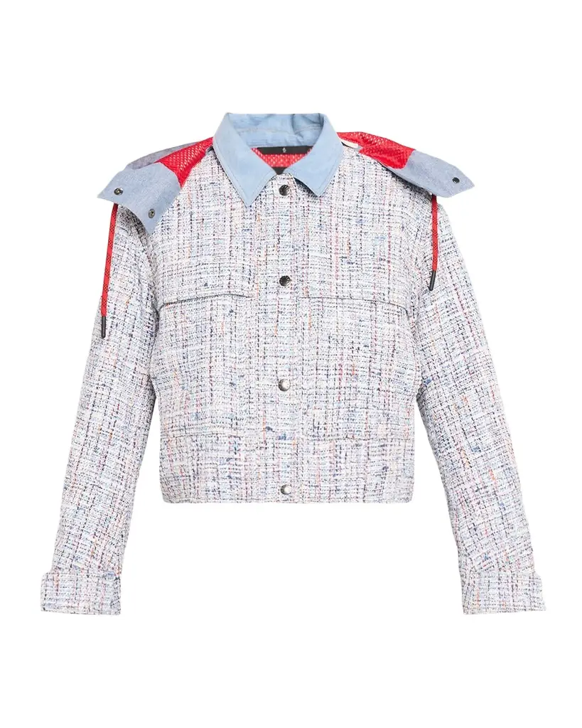 Moncler Termez Tweed Jacket with Detachable Hood