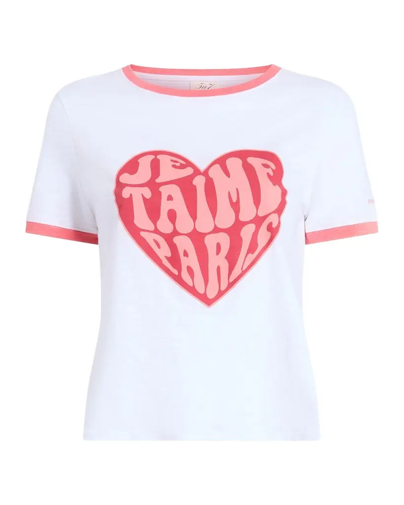 Cinq a Sept Je Taime Paris Shrunken Ringer Tee
