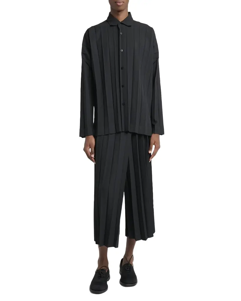 Homme Plisse Issey Miyake Men 's Pleated Relaxed Fit Button-Down Shirt