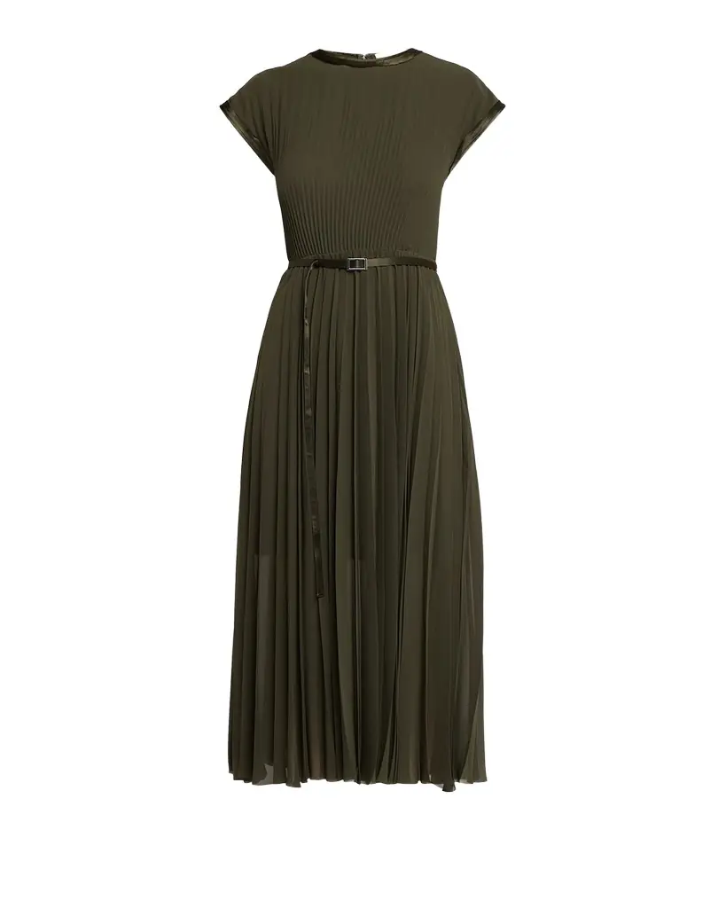 Jason Wu Collection Belted Pleated Chiffon Midi Dress