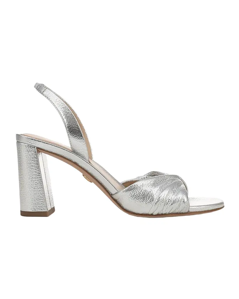 Veronica Beard 75mm Tullia Metallic Leather Block-Heel Sandals