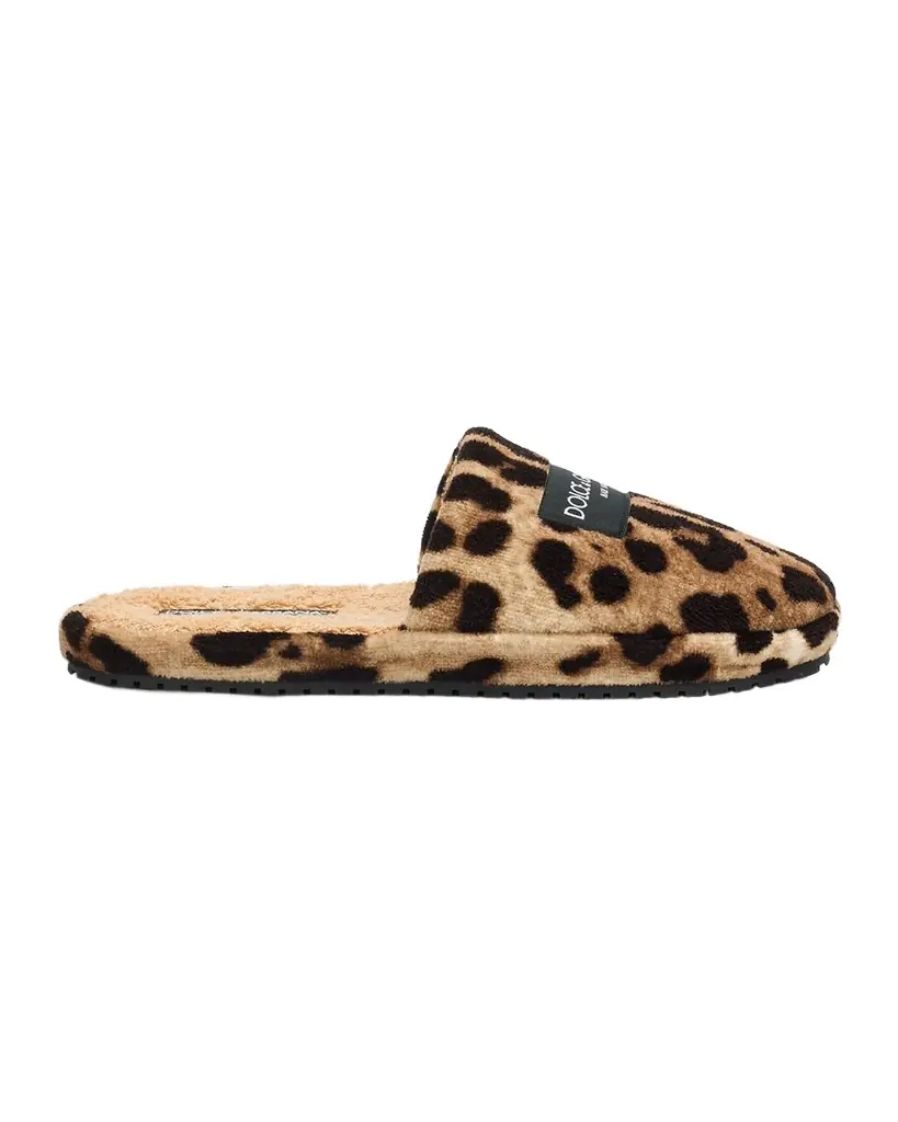 Dolce & Gabbana Men 's Leopard-Print Terrycloth Slippers