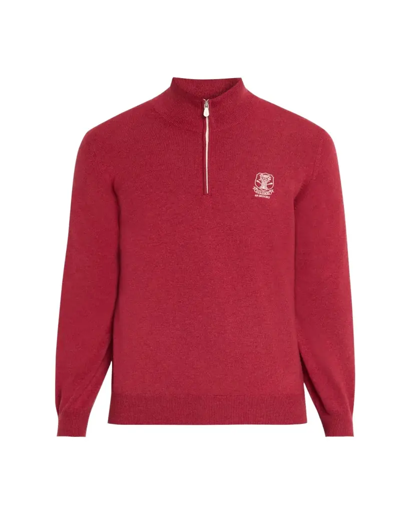 Brunello Cucinelli Men's Cashmere Logo Half-Zip Turtleneck Sweater