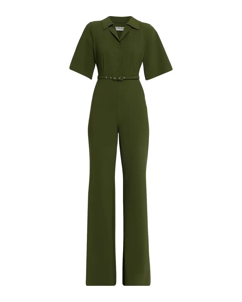Chiara Boni La Petite Robe Naho Belted Straight-Leg Jumpsuit