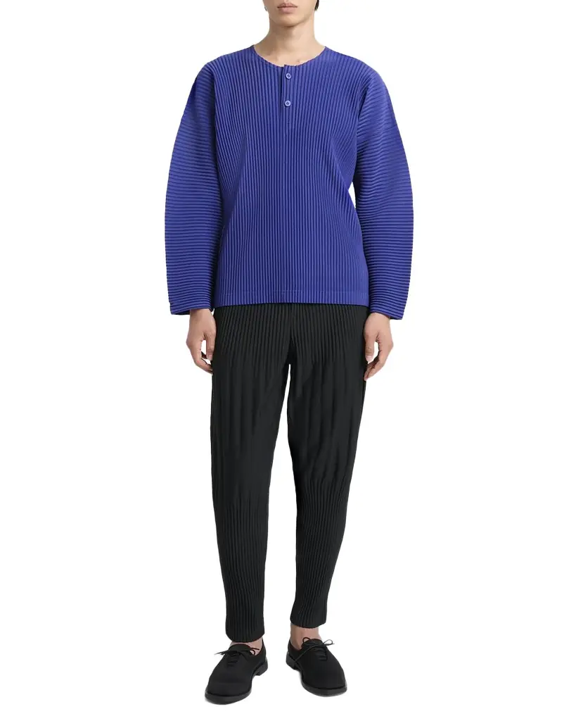 Homme Plisse Issey Miyake Men 's Monthly Colors Pleated Long-Sleeve Shirt