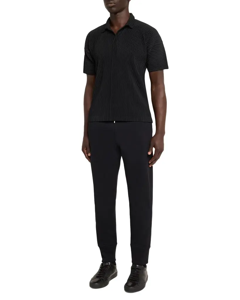 Homme Plisse Issey Miyake Men 's Basics Pleated Johnny Collar Polo Shirt