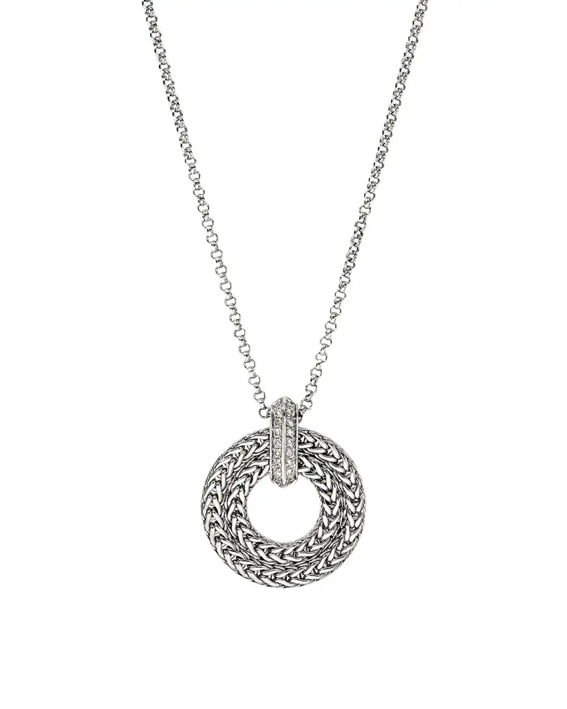 John Hardy Icon Link Sterling Silver Pendant Necklace with Diamonds, 2mm, 18"L