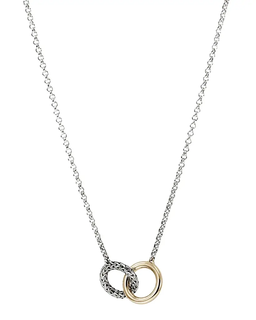 John Hardy JH Essential Linked Sterling Silver and 18K Yellow Gold Necklace