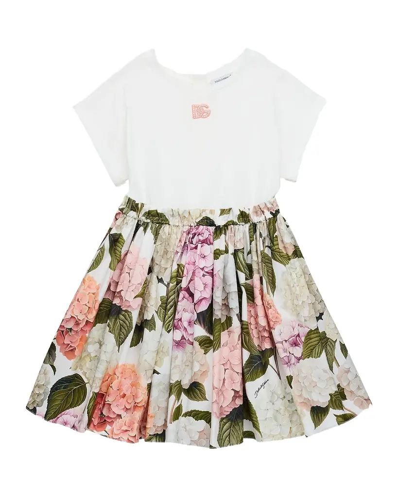 Dolce & Gabbana Girl 's Hydrangea-Print Jersey Dress, Size 8-14