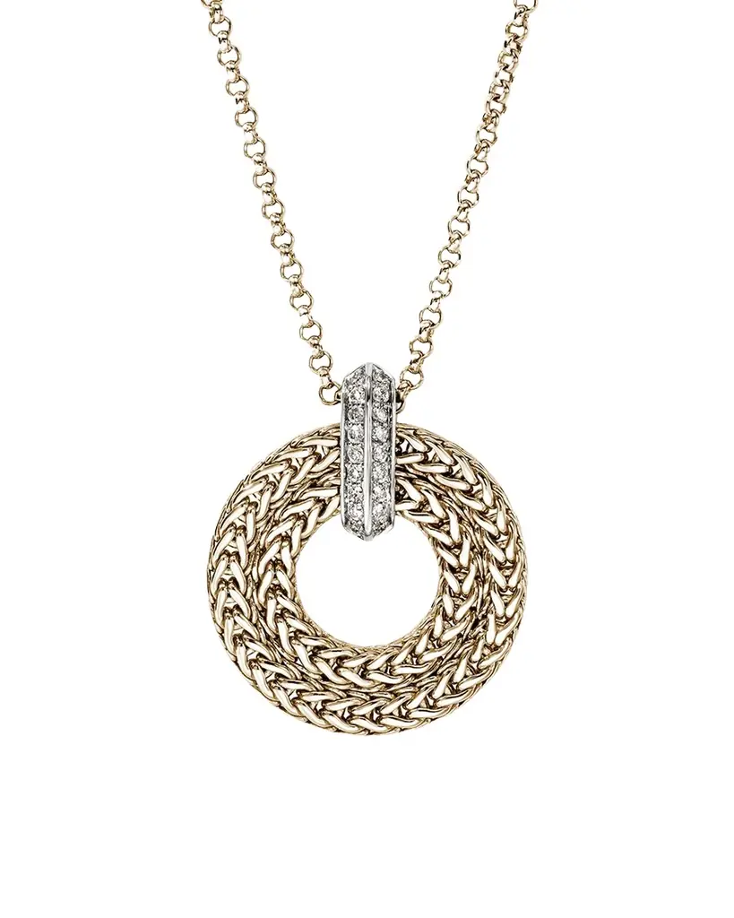 John Hardy Icon Link 14K Yellow Gold Pendant Necklace with Diamonds, 2mm, 18"L