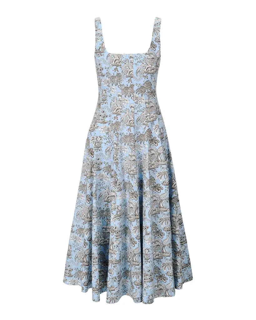 STAUD Wells Poplin Midi Dress