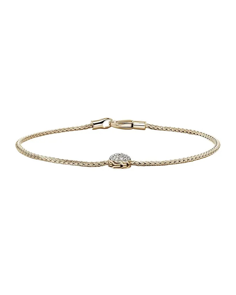 John Hardy JH Essential 14K Yellow Gold Diamond Pave Bracelet, 1.8mm - Women's Jewelry And Watches