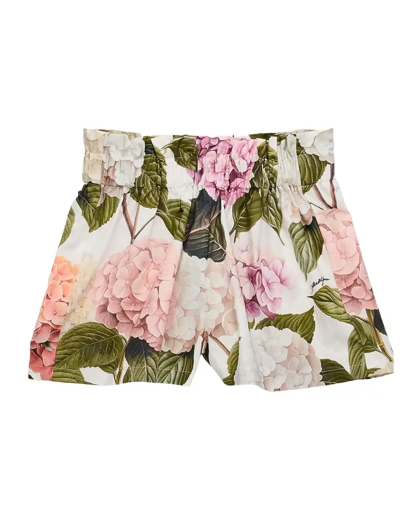 Dolce & Gabbana Girl 's Hydrangea-Print Poplin Shorts, Size 8-