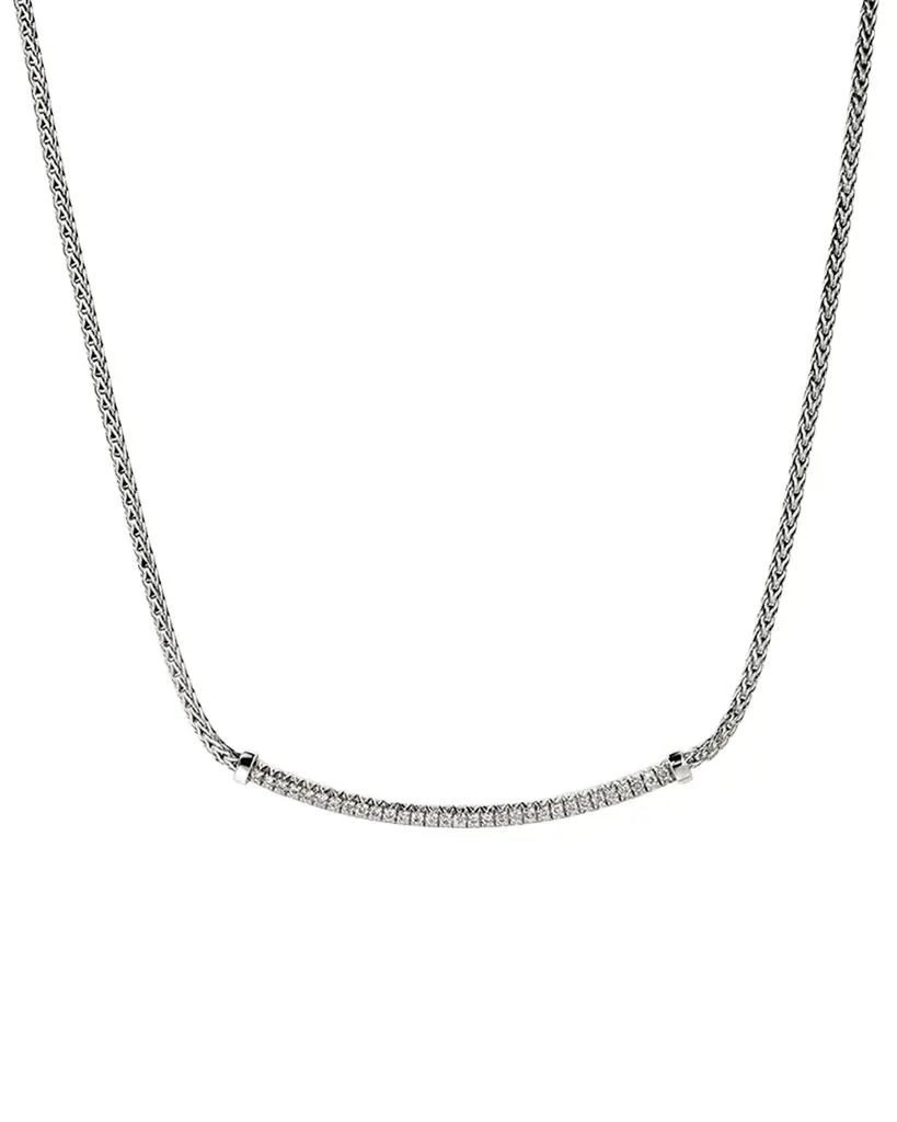 John Hardy JH Essential Sterling Silver Diamond Pave Necklace, 1.8mm