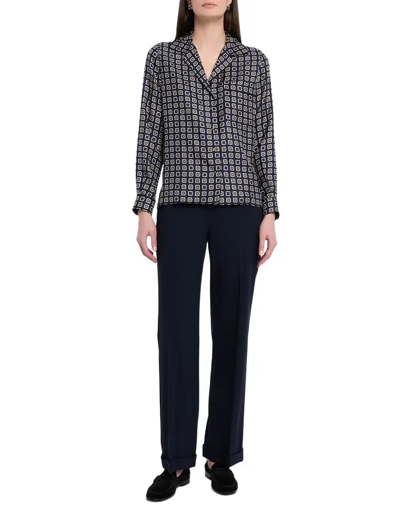 Max Mara Disco Geometric-Print Silk Twill Shirt