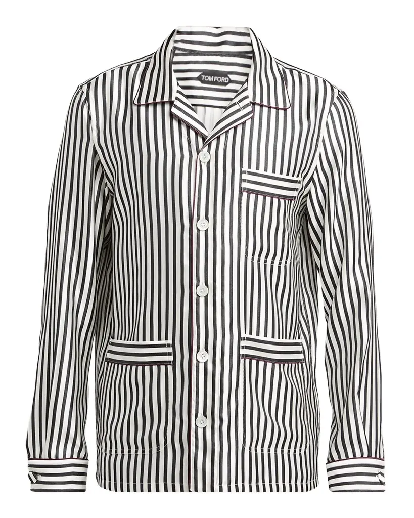 TOM FORD Men 's Silk Stripe Button-Down Shirt