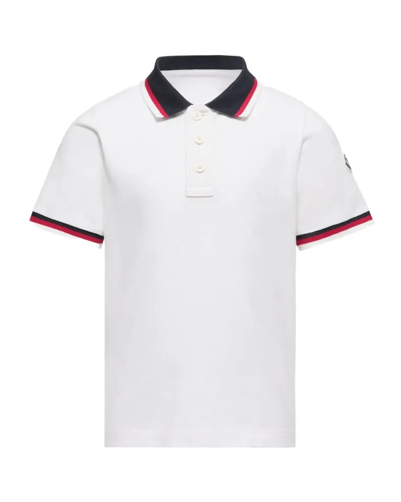 Moncler Boy 's Tricolor-Trim Cotton Polo Shirt, Size 8-
