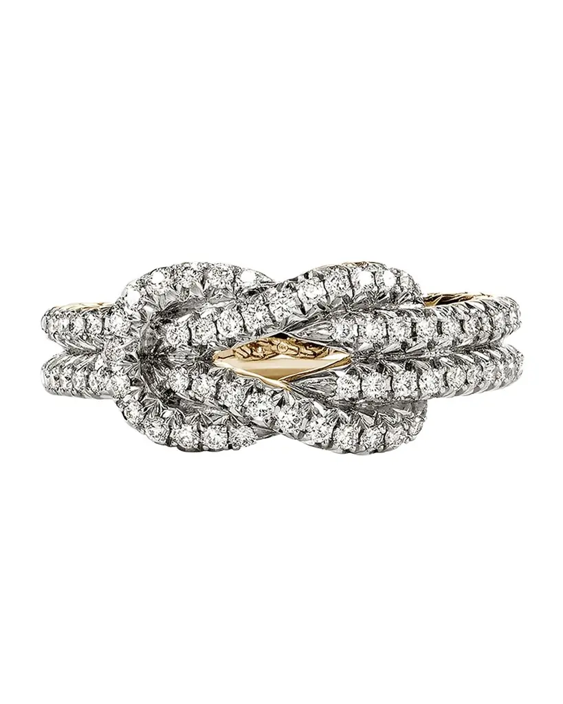 John Hardy 14K Yellow Gold Diamond Pave Love Knot Ring
