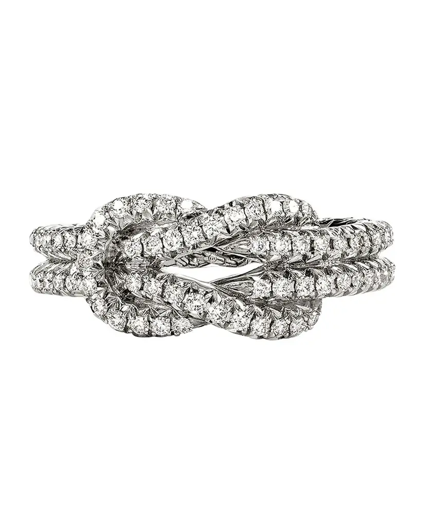 John Hardy Sterling Silver Diamond Pave Love Knot Ring