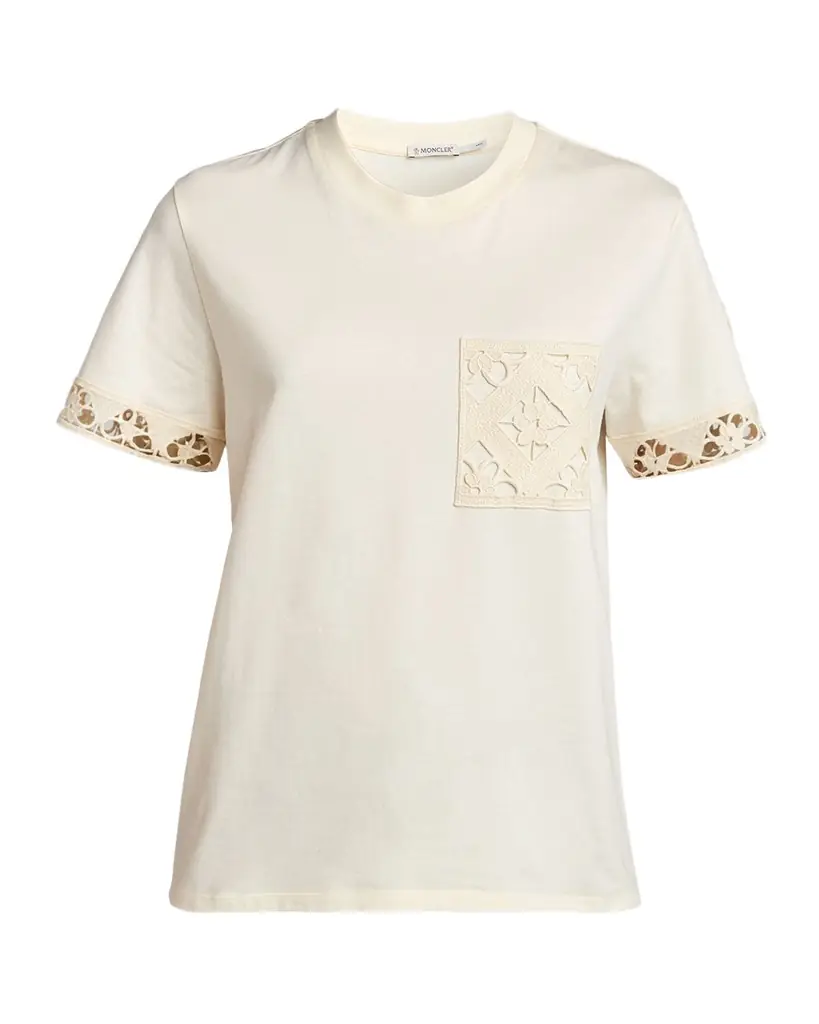 Moncler Short-Sleeve Crochet-Trim T-Shirt
