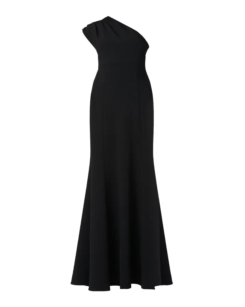 shoshanna off-shoulder stretch crepe midi dress Shoshanna Avril Stretch Crepe Off-The-Shoulder Cocktail Dress