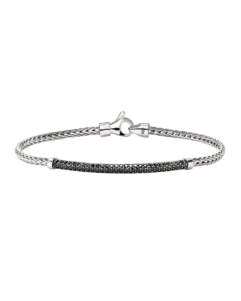 John Hardy JH Essential Sterling Silver Black Sapphire Pave Bracelet, 2.5mm