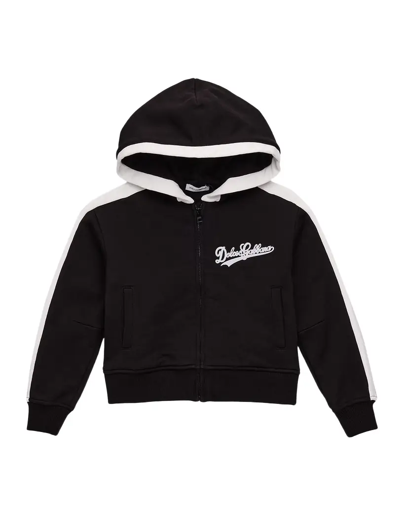 Dolce & Gabbana Girl 's Logo-Print Side-Stripe Hoodie, Size 8-14