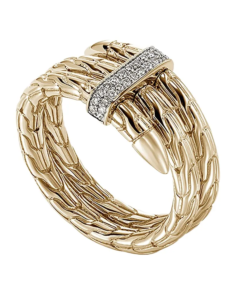 John Hardy 14K Yellow Gold Diamond Pave Spear Ring, Wide - Women's Jewelry And Watches