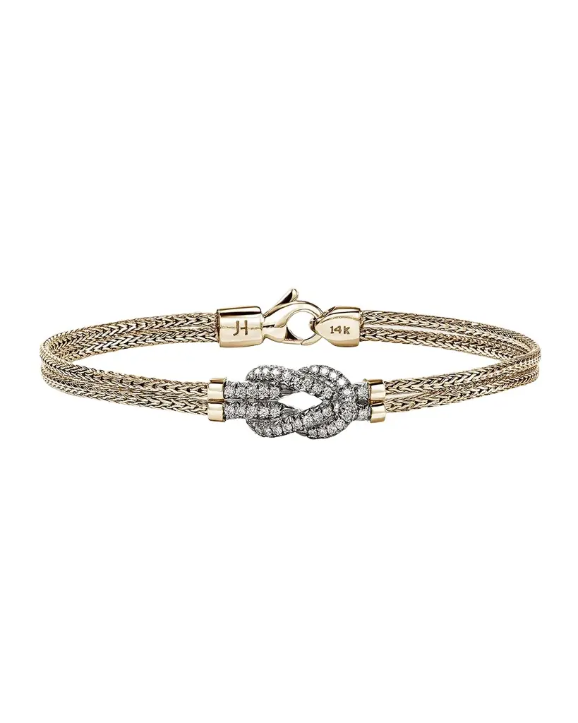 John Hardy Love Knot Diamond and 14K Yellow Gold Chain Bracelet, 3.6mm