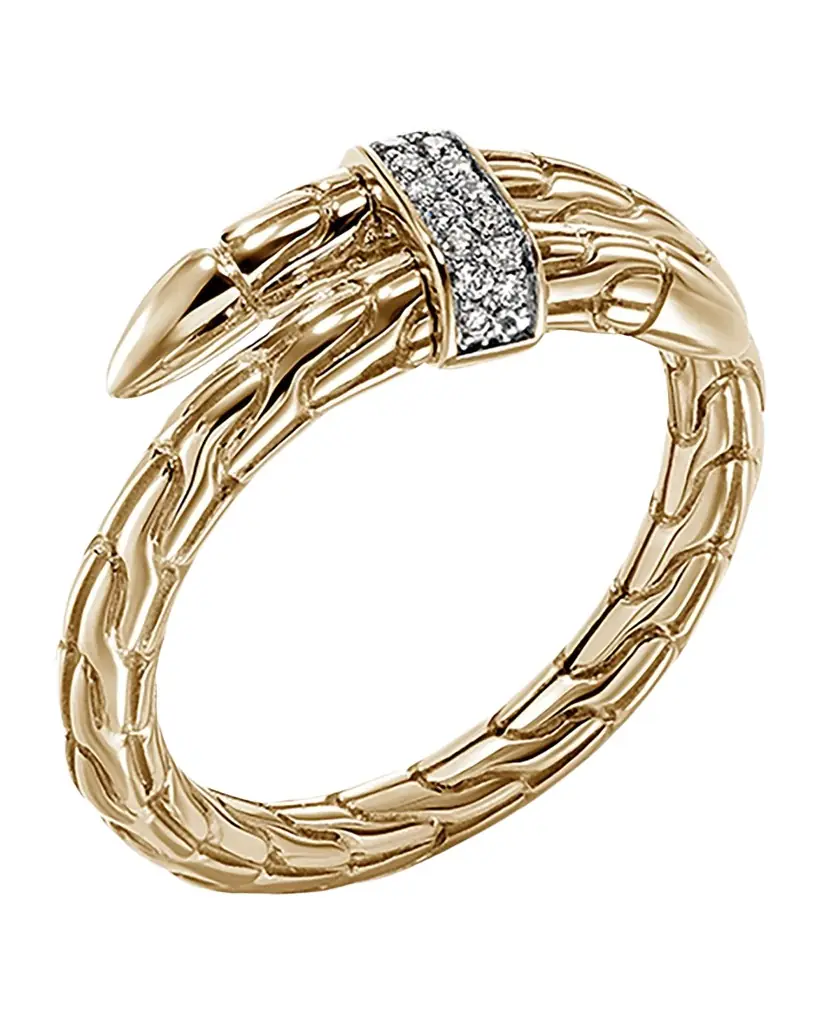 John Hardy 14K Yellow Gold Diamond Pave Spear Ring