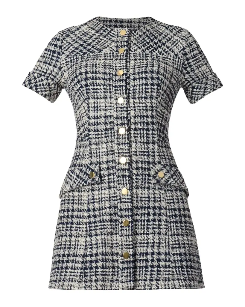 Shoshanna Haisley Houndstooth Tweed Mini Dress