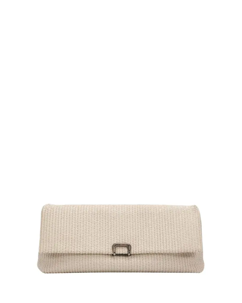 Brunello Cucinelli Medium Woven Raffia Clutch Bag