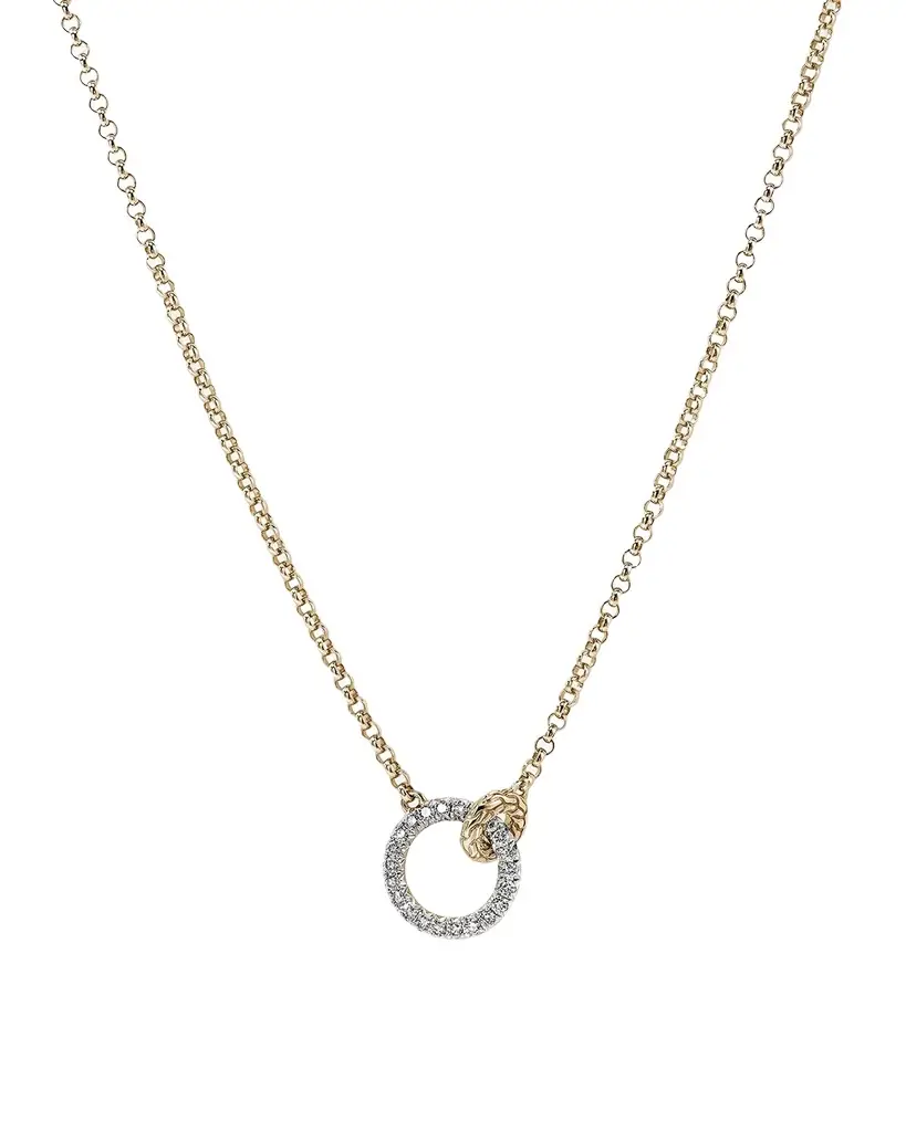 John Hardy JH Essential 14K Yellow Gold Diamond Pave Necklace, 2mm