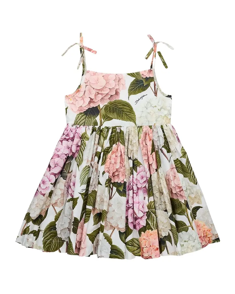 Dolce & Gabbana Girl 's Sleeveless Hydrangea-Print Poplin Dress, Size 4-
