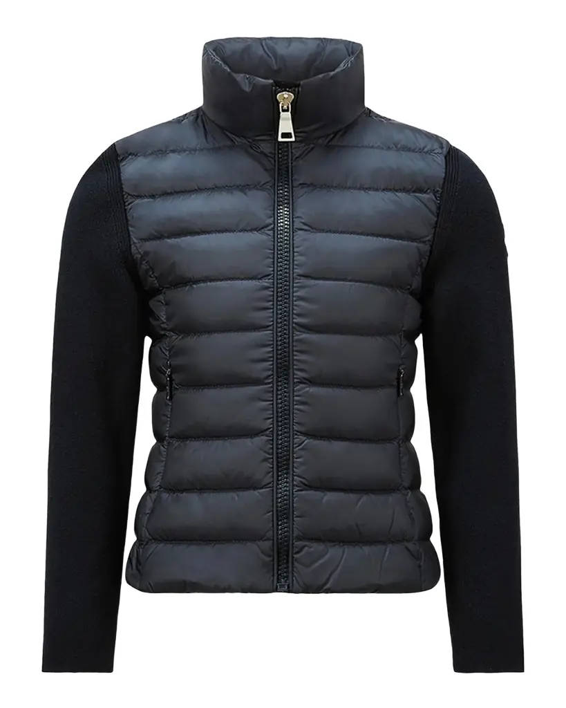 Moncler Girl 's Padded Combo Zip-Up Wool Cardigan, Size 12-