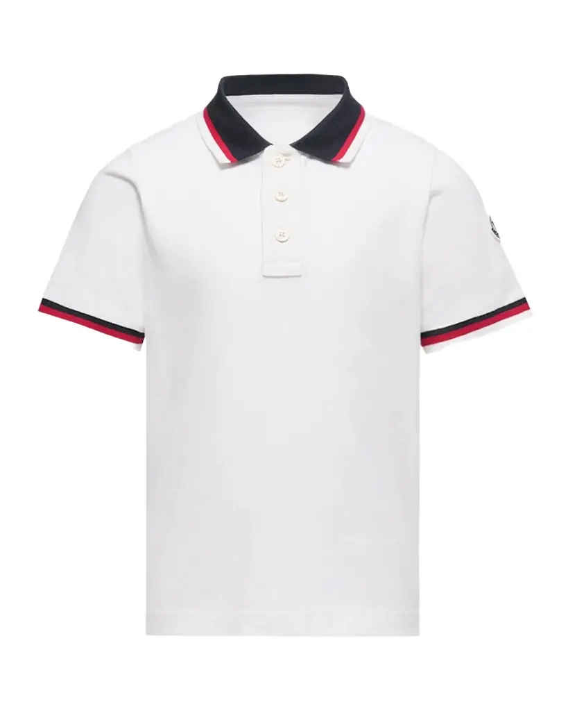 Moncler Boy 's Tricolor-Trim Cotton Polo Shirt, Size 4-