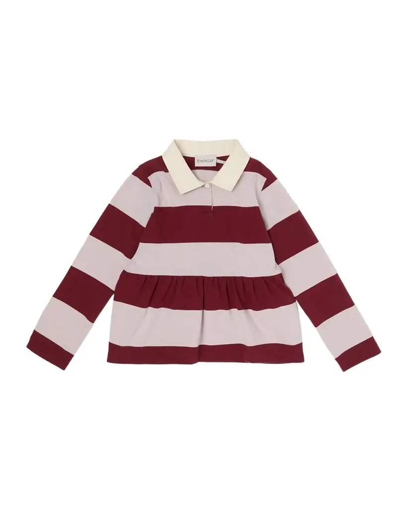 Moncler Girl 's Striped Long-Sleeve Polo Shirt, Size -6