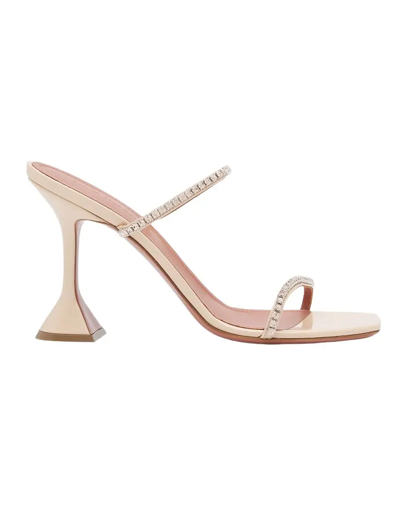 Amina Muaddi 95mm Gilda Patent Leather Mules