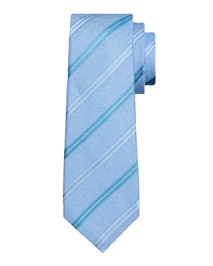 Kiton Men 's Grosgrain Stripe Silk 7-Fold Tie