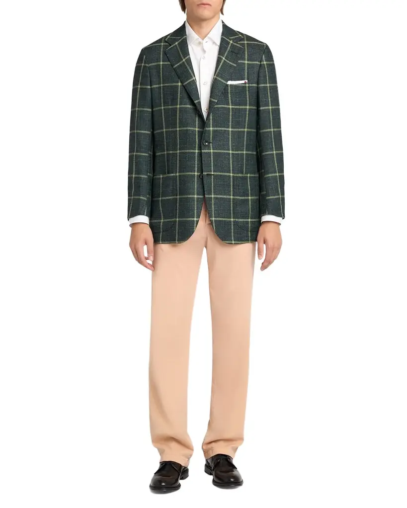 Kiton Men 's Cashmere, Wool and Silk Windowpane Sport Coat
