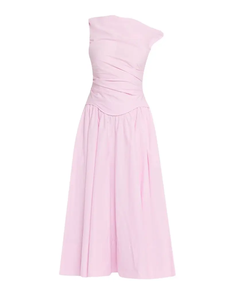 SIMKHAI Drop-Waist Cotton-Blend Midi Dress