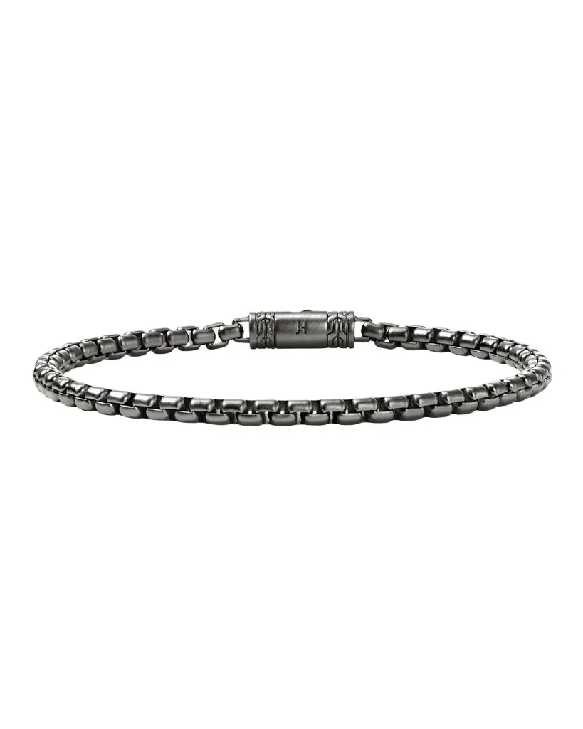 John Hardy Men 's Dark Sterling Silver Box Chain Bracelet, 3.7mm