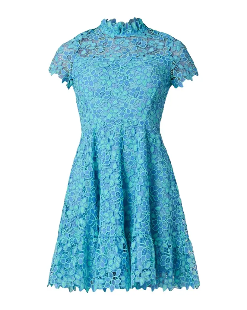 Shoshanna Harlow Flounce Floral Lace Mini Dress