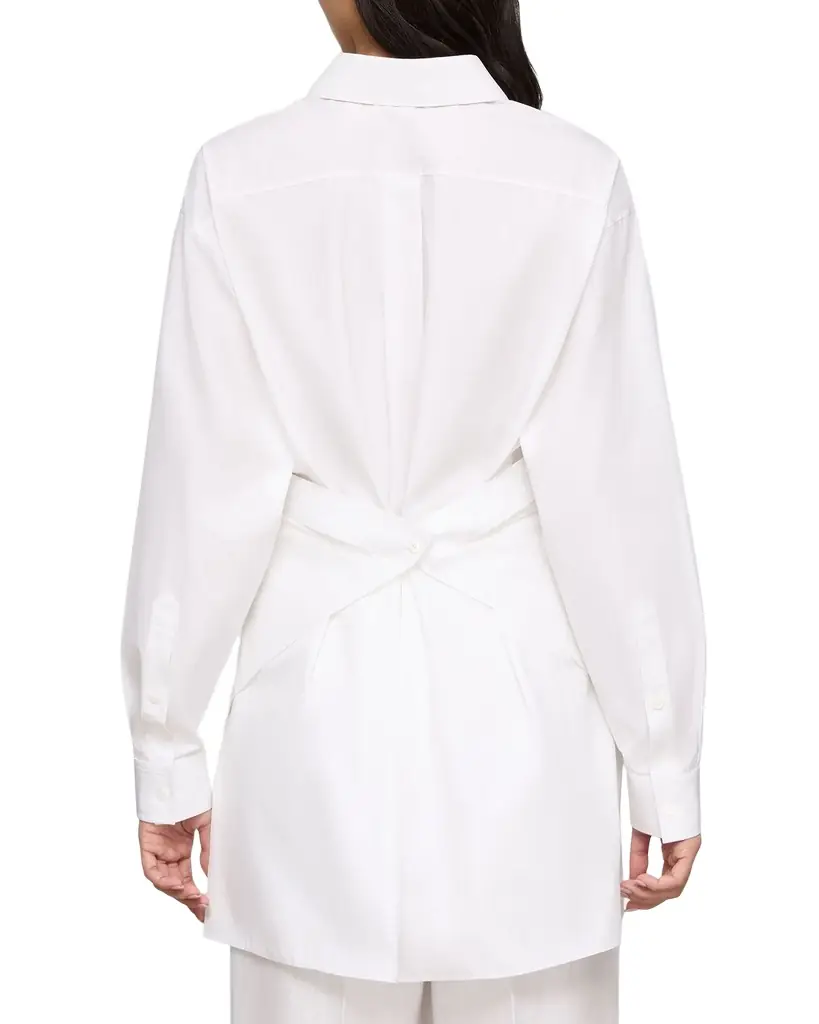 Lafayette 148 New York Convertible Long-Sleeve Poplin Shirt