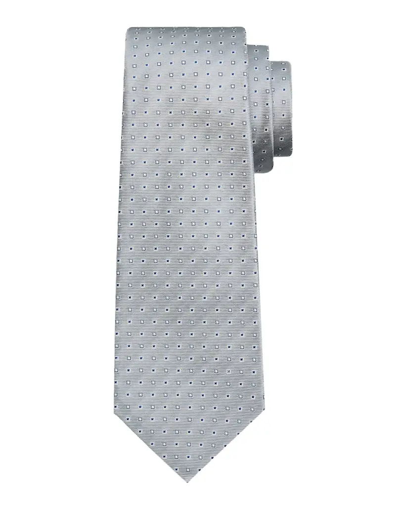 Kiton Men 's Micro-Geometric Jacquard Silk 7-Fold Tie