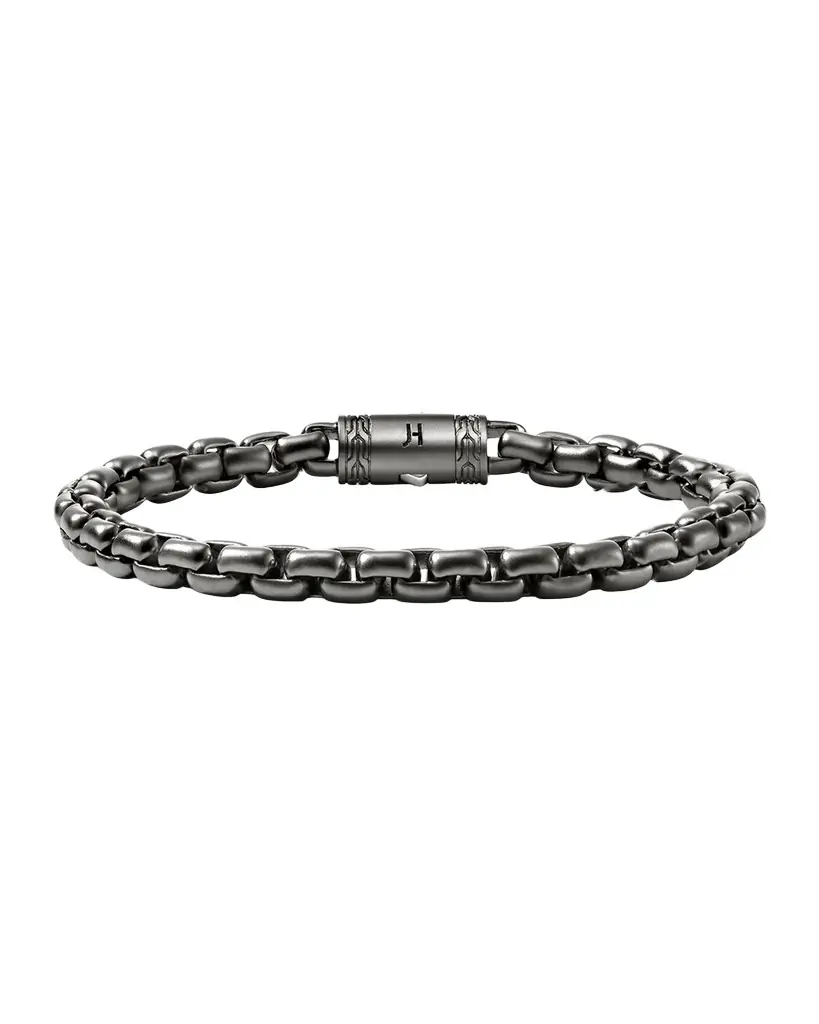 John Hardy Men 's Dark Sterling Silver Box Chain Bracelet, 6mm