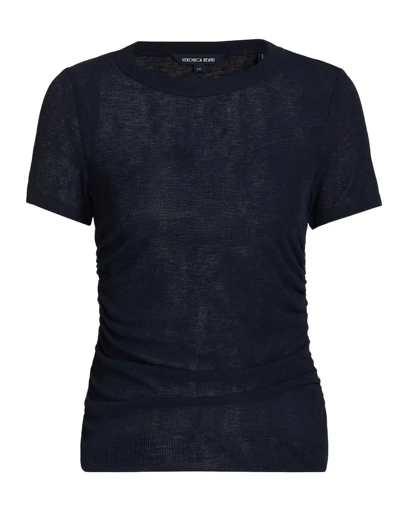 Veronica Beard Remus Ruched Crewneck Tee